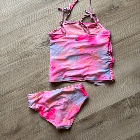 Justice Pink and White Tie-Dye Swimsuit Set M 8/10 - Picture 2 of 3